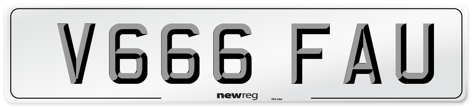 V666 FAU Number Plate from New Reg